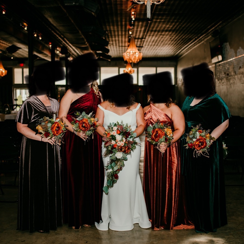 5 total velvet convertible one size fits all bridesmaid dresses